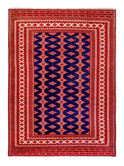 Persian Bokhara Hand-Knotted Wool Area Rug