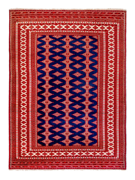 Persian Bokhara Hand-Knotted Wool Area Rug