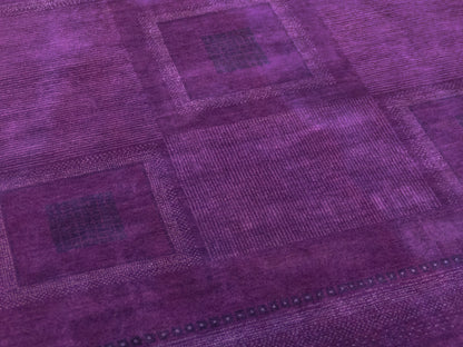 Indian Contemporary Gashgai Wool Purple Area Rug with Geometric Pattern