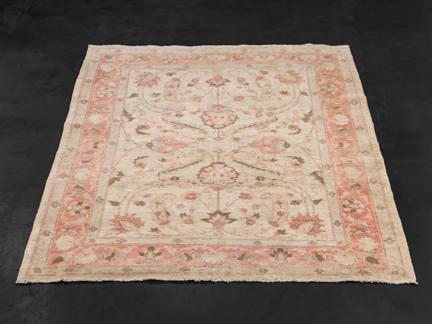 Fine-Hand-Knotted Area Wool Rug From Pakistan