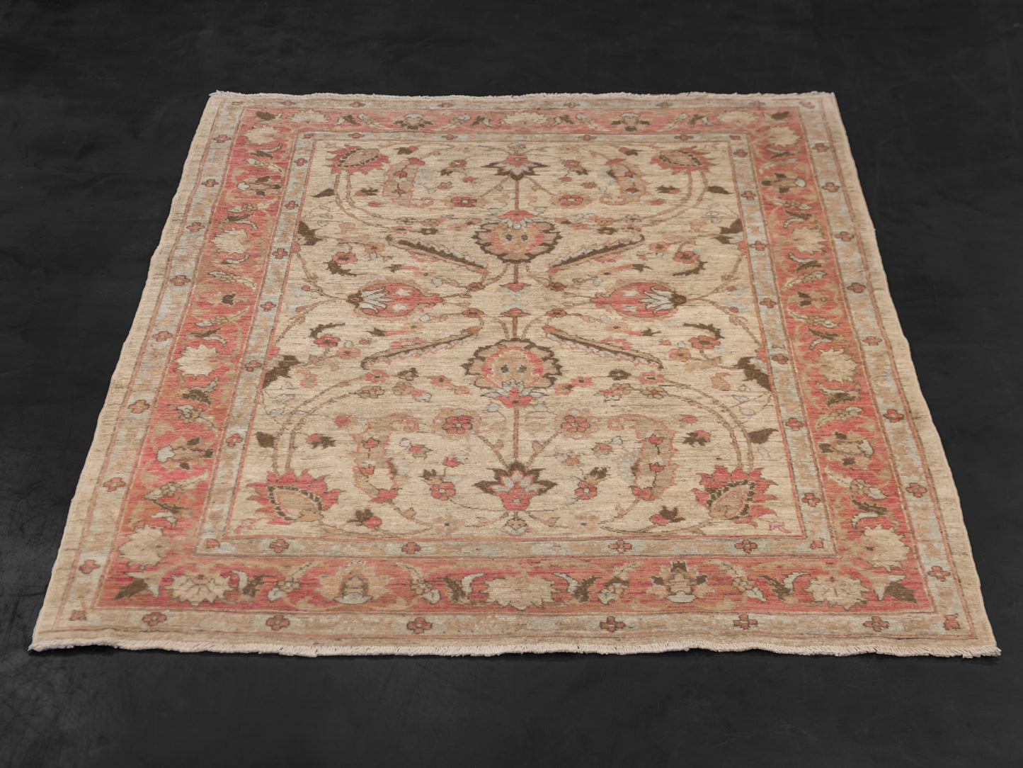 Fine-Hand-Knotted Area Wool Rug From Pakistan