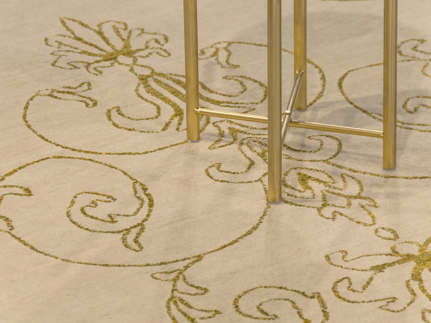 Gold Ivory Handmade Nepal Modern Wool And Silk Rug