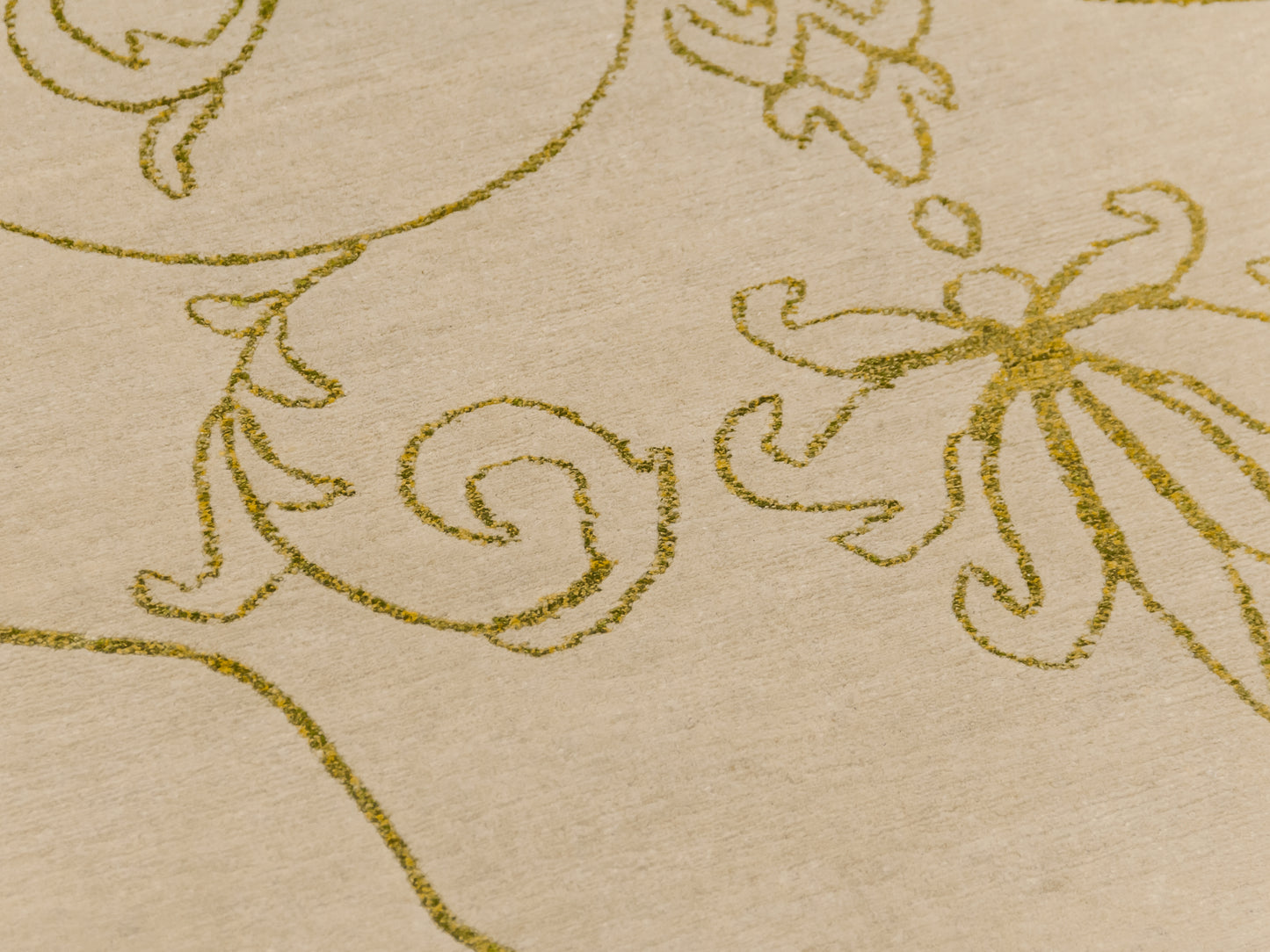 Gold Ivory Handmade Nepal Modern Wool And Silk Rug