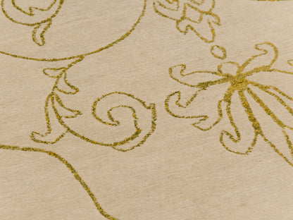 Gold Ivory Handmade Nepal Modern Wool And Silk Rug