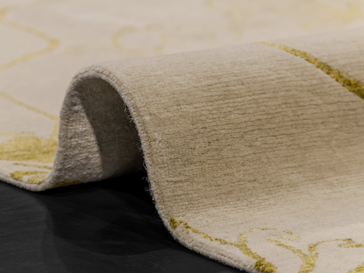 Gold Ivory Handmade Nepal Modern Wool And Silk Rug