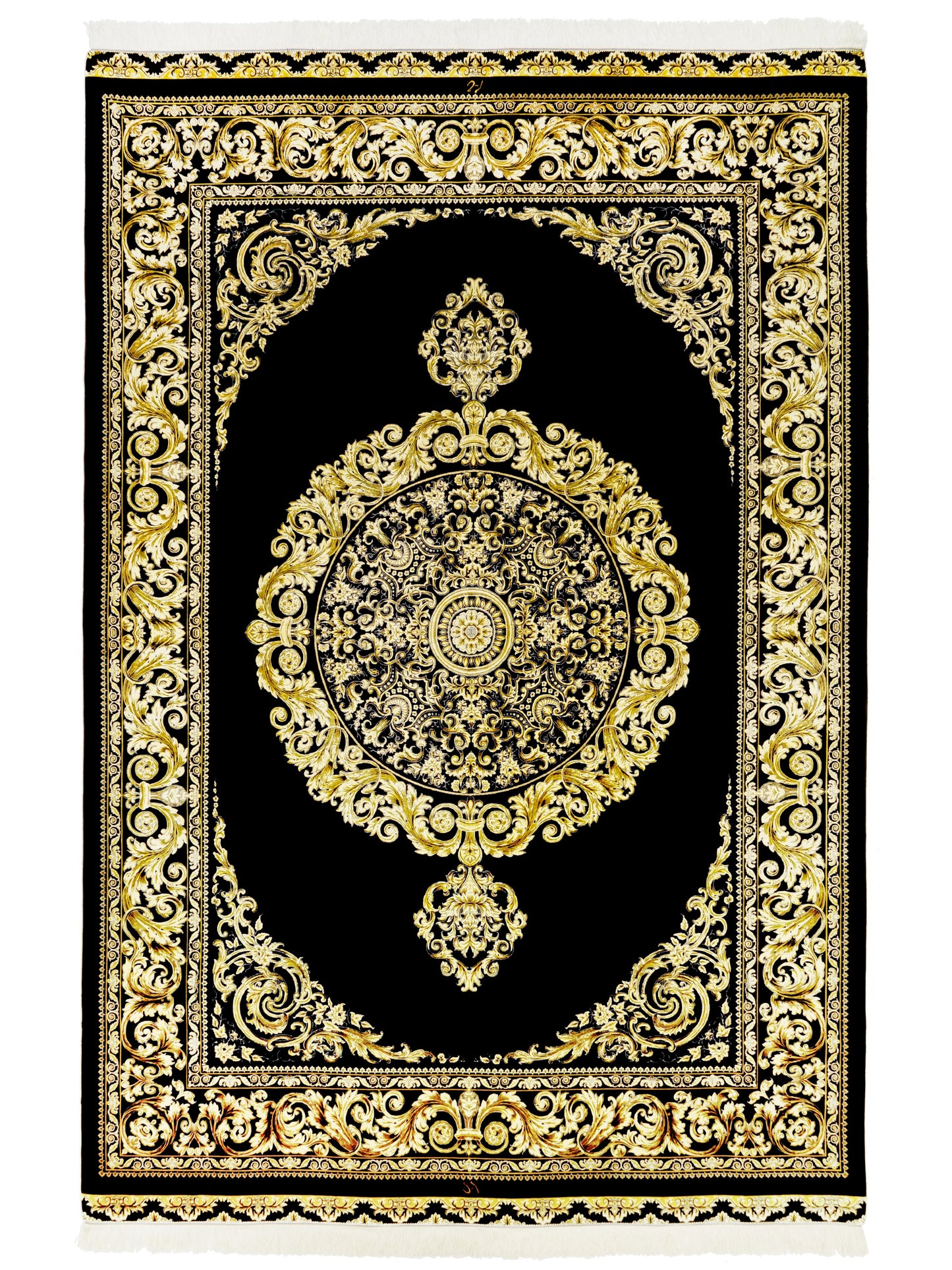 Persian Medallion Fine Silk Area Rug