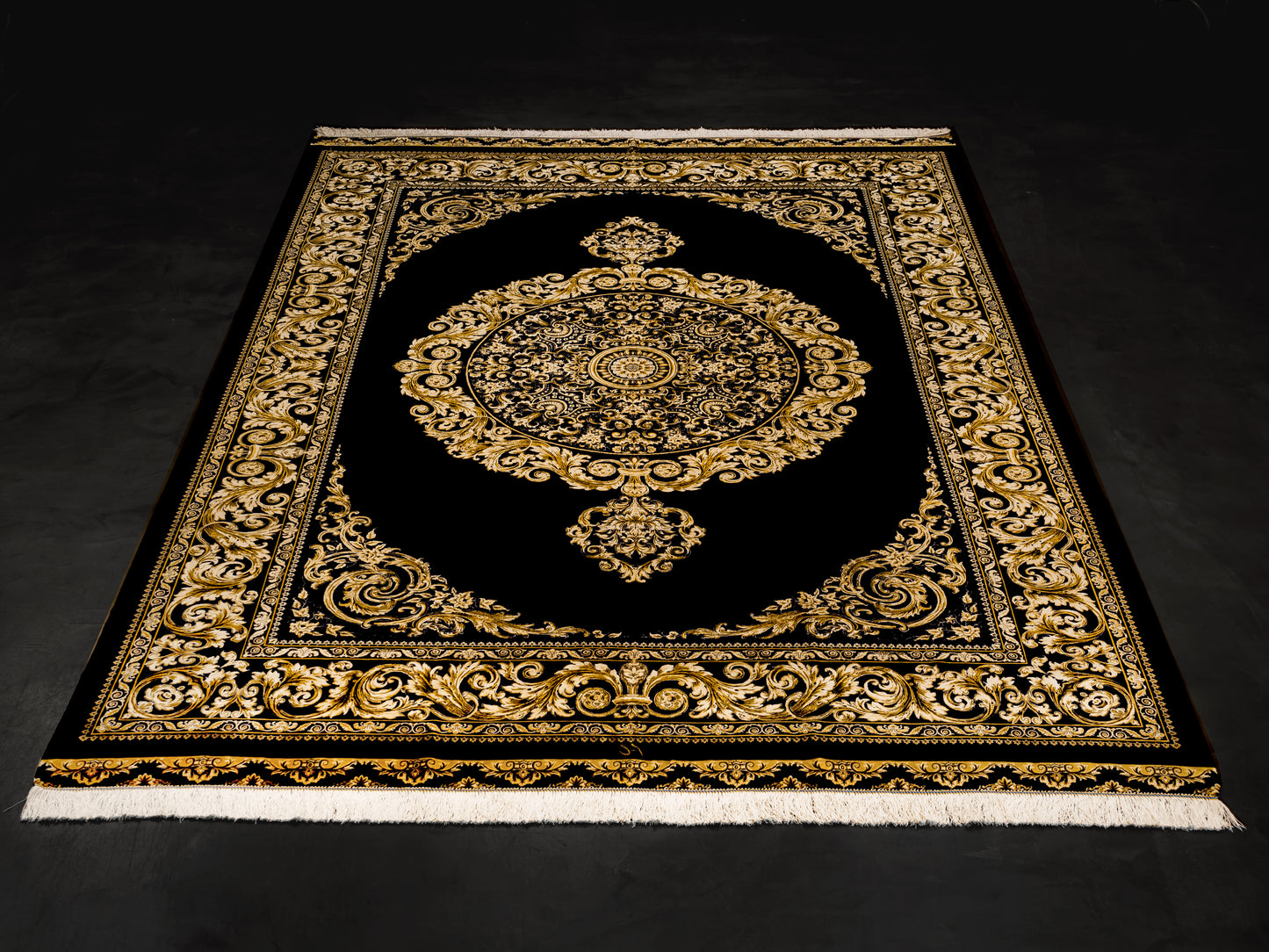 Persian Medallion Fine Silk Area Rug