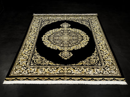 Persian Medallion Fine Silk Area Rug-id4
