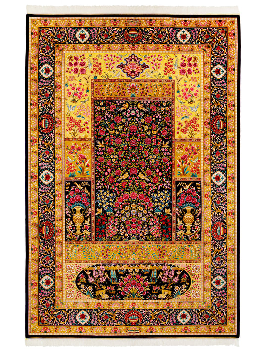 Persian Machine-made Silk Floral Area Rug featured #7522145796266 