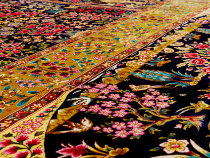 Persian Machine-made Silk Floral Area Rug
