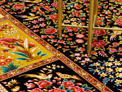 Persian Machine-made Silk Floral Area Rug