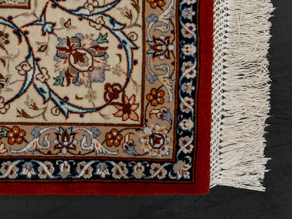 Handmade Authentic Persian Isfahan Wool And Silk Medallion Rug