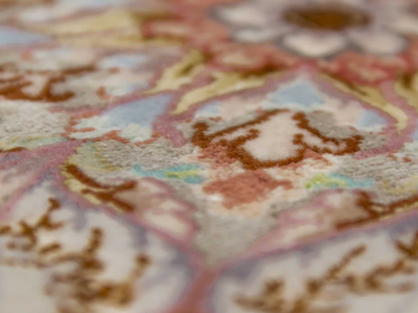 Salmon Pink Persian Tabriz Medallion Wool And Silk Rug