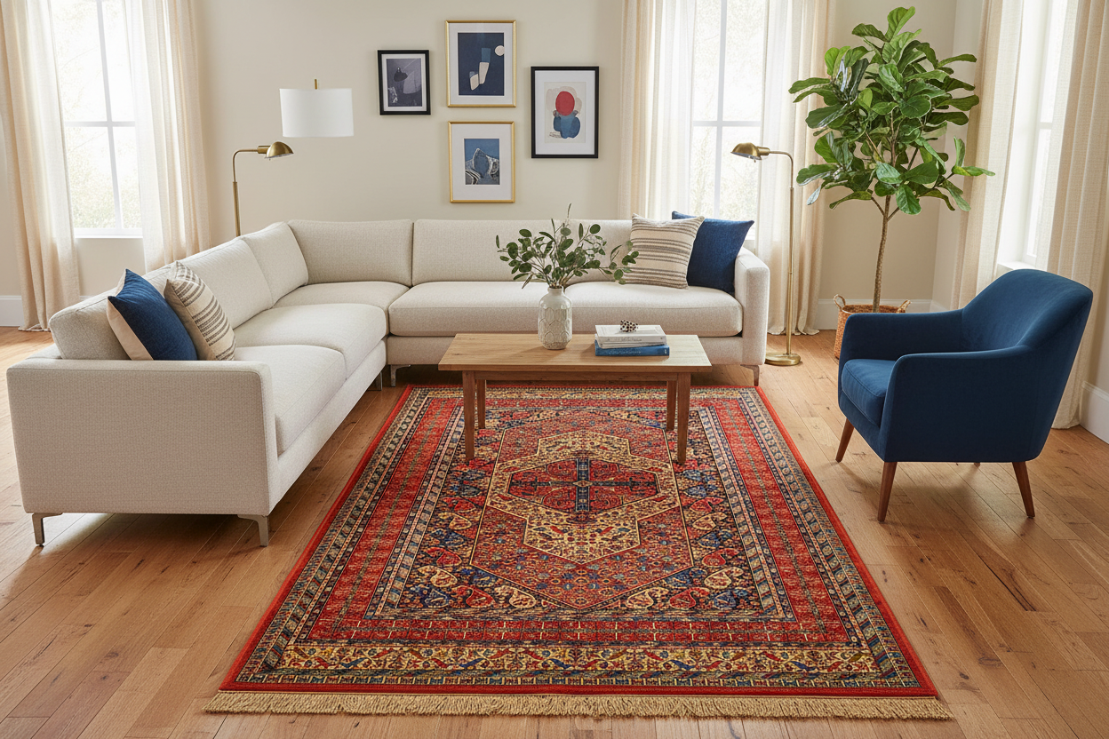 508 - Persian Pure Silk Rug Rust Red/Gold