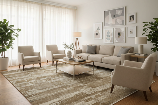 515 - Indian Handmade Wool Abstract Area Rug