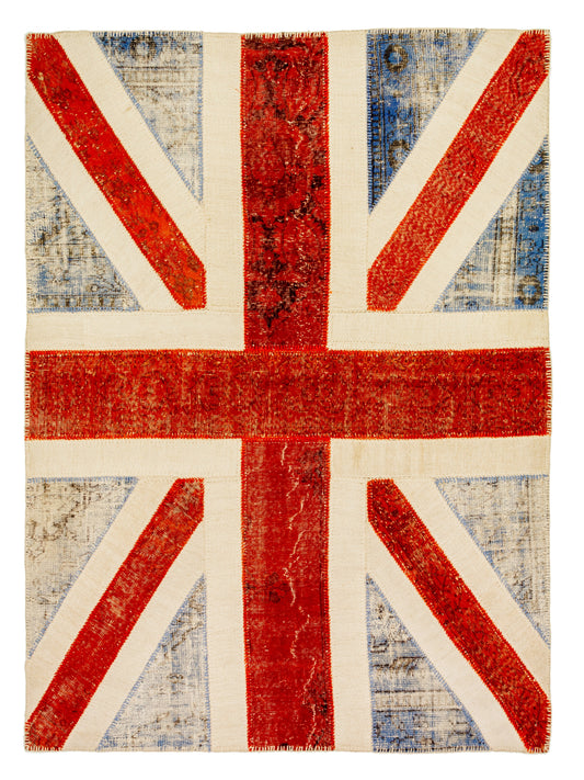 Vintage Union Jack Turkish Wool Area Rug