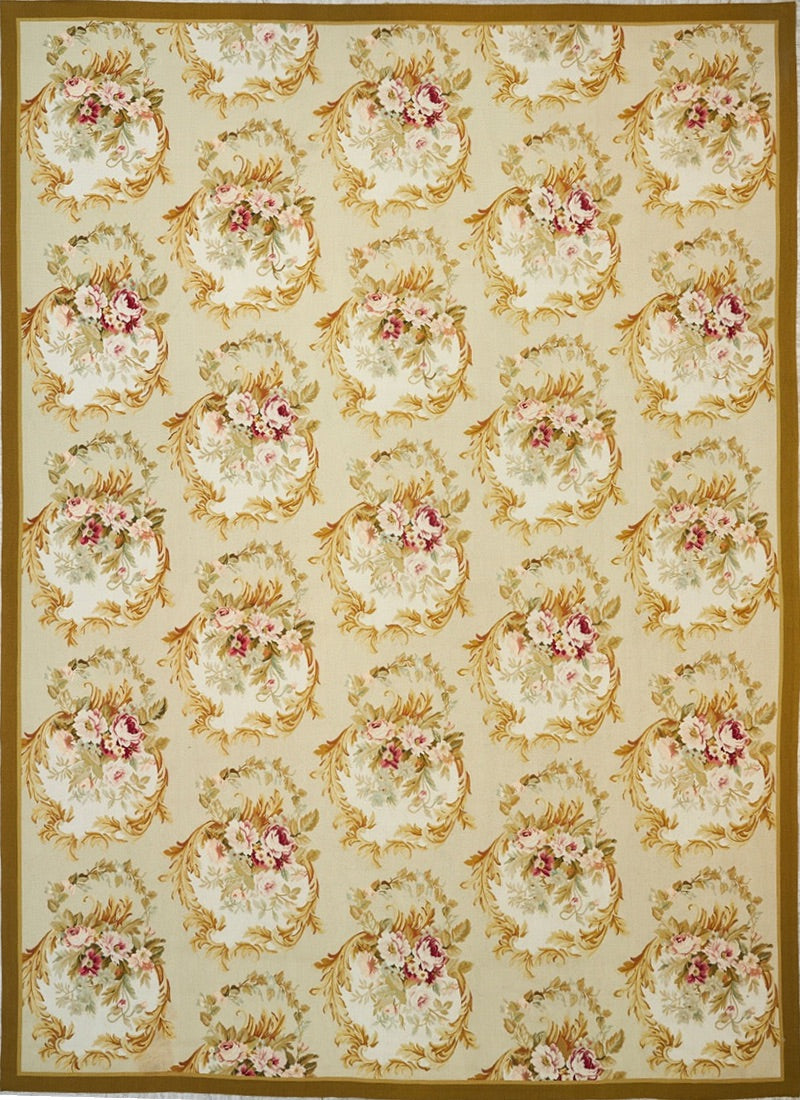 China Aubusson Floral Flat-Weave Wool Rug product image #29393930387626