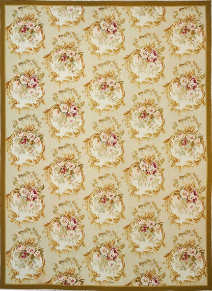 China Aubusson Floral Flat-Weave Wool Rug-id2
