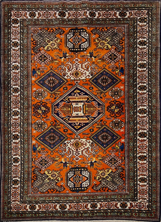 Traditional Caucasian Handmade Tribal Persian Semi Antique Rug featured #7584830587050 