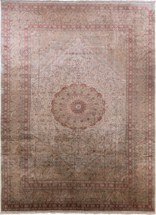 Traditional Silk On Silk China Rug With A Medallion Design featured #7680303726762 