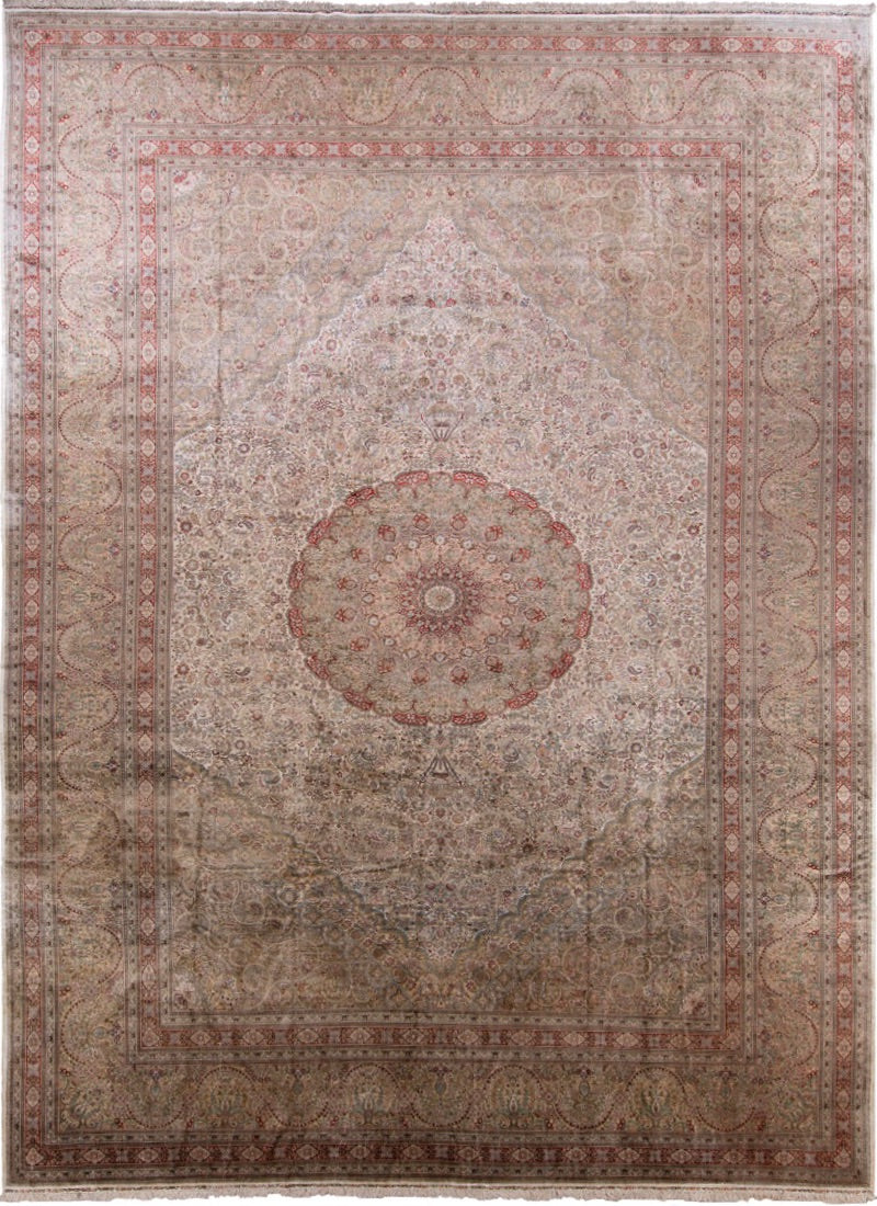 Traditional Silk On Silk China Rug With A Medallion Design