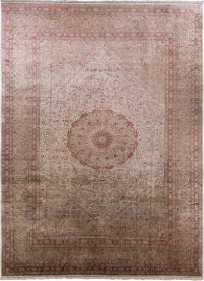 Traditional Silk On Silk China Rug With A Medallion Design