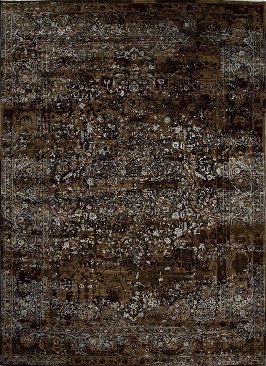 Indian Vintage Fine Handmade Wool And Silk Rug