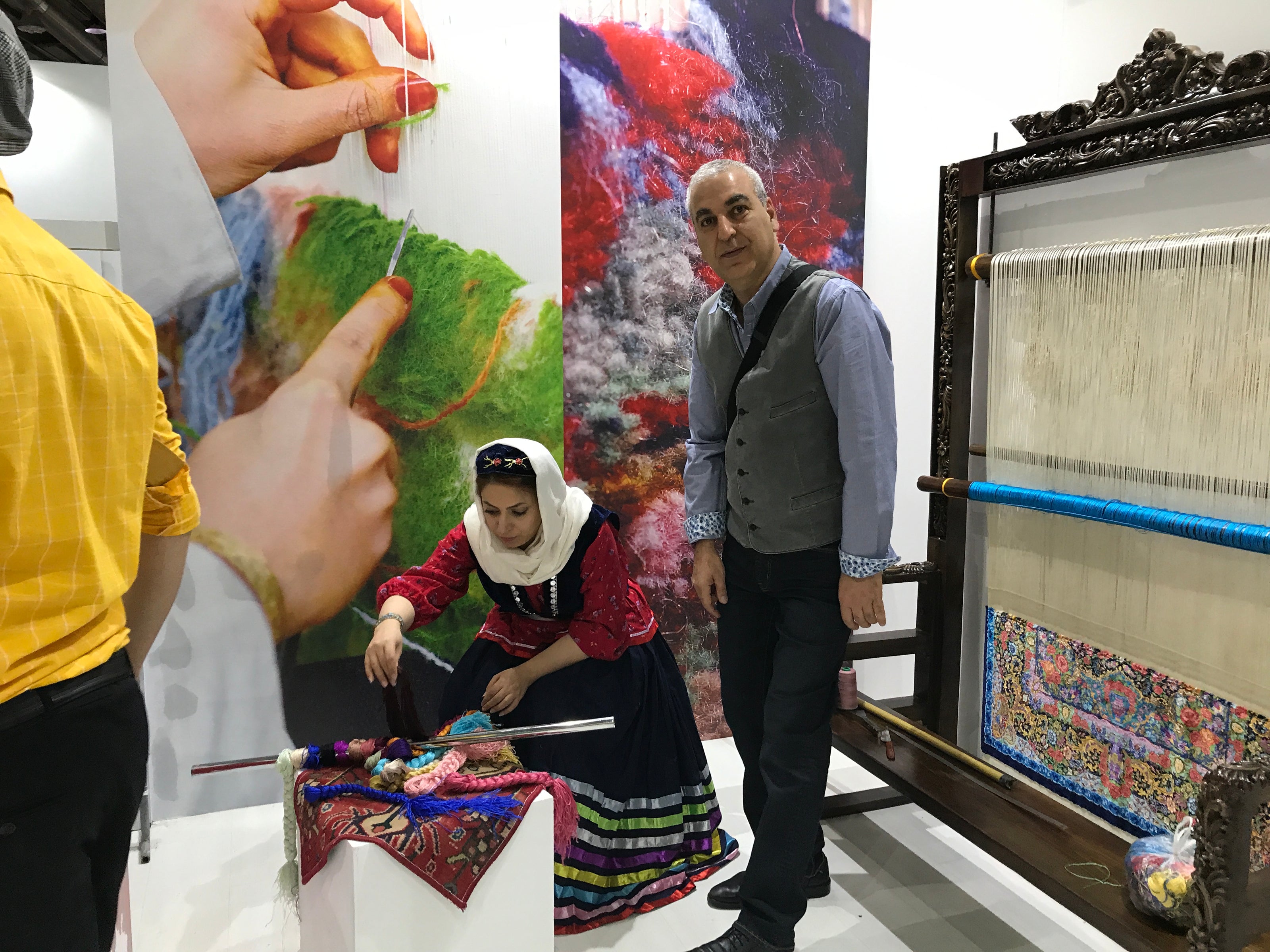 lady doing handmade rug