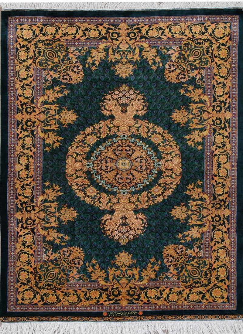 Pure Silk Traditional Persian Qom Fine Handmade Carpet product image #29393811701930