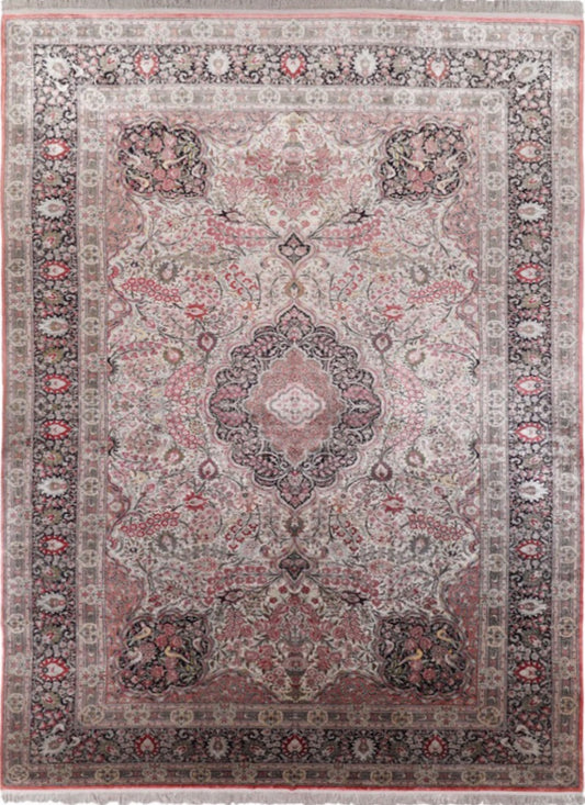 Oversized Persian Qom Pure Silk Traditional Medallion Handmade Carpet featured #7665943773354 