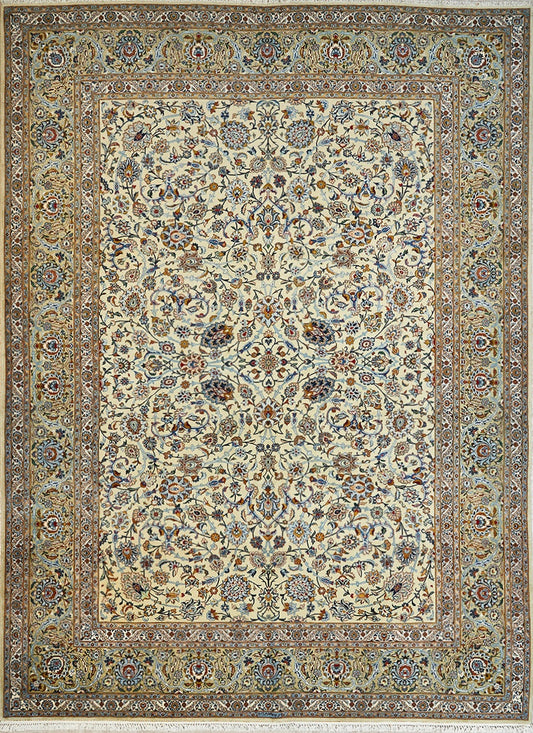 Traditional Persian Kashan Handmade Wool And Silk Carpet featured #7584636502186 