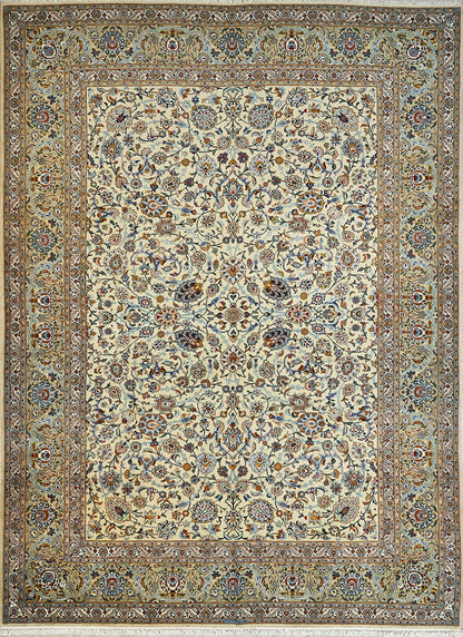 Traditional Persian Kashan Handmade Wool And Silk Carpet