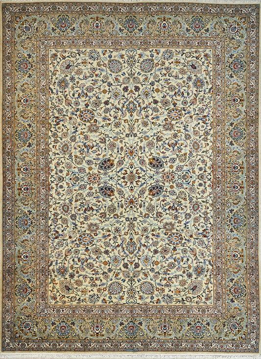 Traditional Persian Kashan Handmade Wool And Silk Carpet