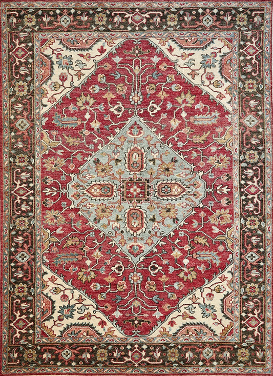 Traditional  Heriz  Medallion Vegetable dyed Wool Carpet featured #7522066890922 