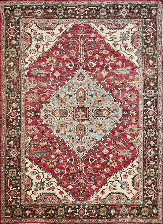 Traditional  Heriz  Medallion Vegetable dyed Wool Carpet