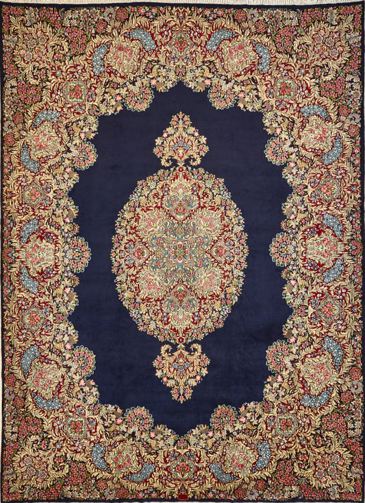 Semi-Antique Handmade Persian Medallion Kerman Wool Area Rug featured #7522081374378 