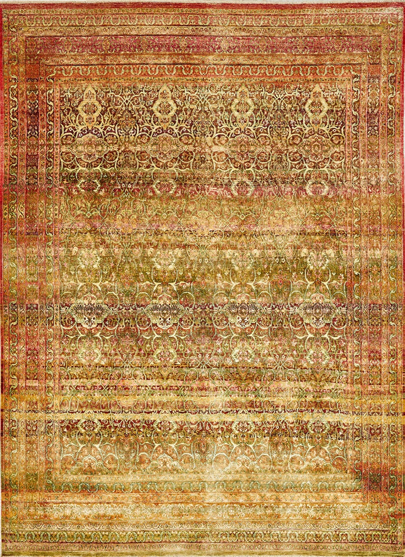 Indian Wool And Silk Rug With An Antique Design