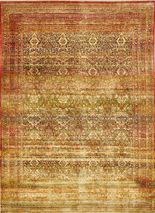 Indian Wool And Silk Rug With An Antique Design
