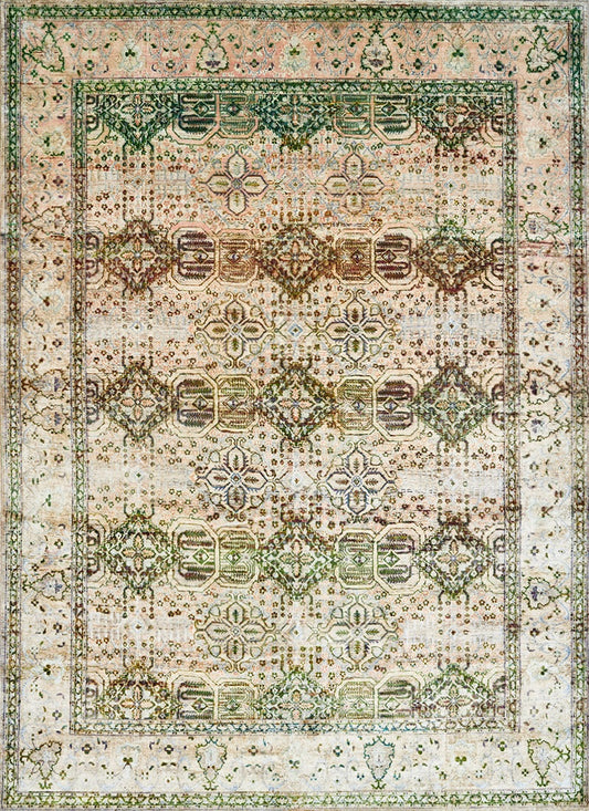Indian Transitional Silk Multicolor Modern Silk Rug