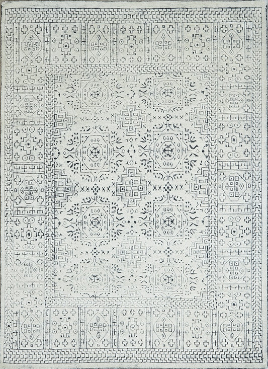 Geometric Handmade Modern Indian Wool Rug featured #7522138456234 