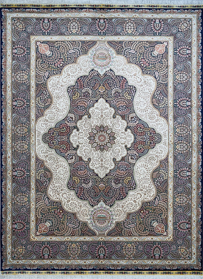 Chinese Traditional Medallion With Floral Design Silk Oversized Rug-id1
