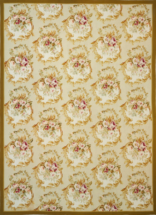 China Aubusson Floral Flat-Weave Wool Rug featured #7585957249194 