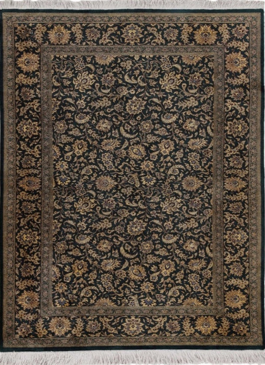 Traditional Hand-Knotted Fine Persian Qom Pure Silk Rug featured #7617437565098 