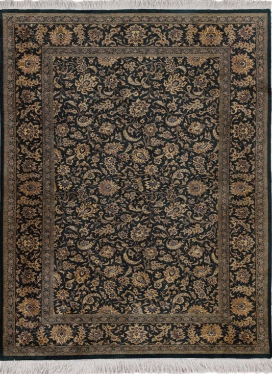 Traditional Hand-Knotted Fine Persian Qom Pure Silk Rug
