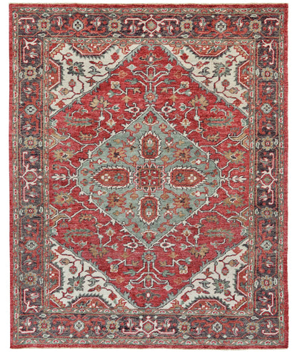 Traditional  Heriz  Medallion Vegetable dyed Wool Carpet