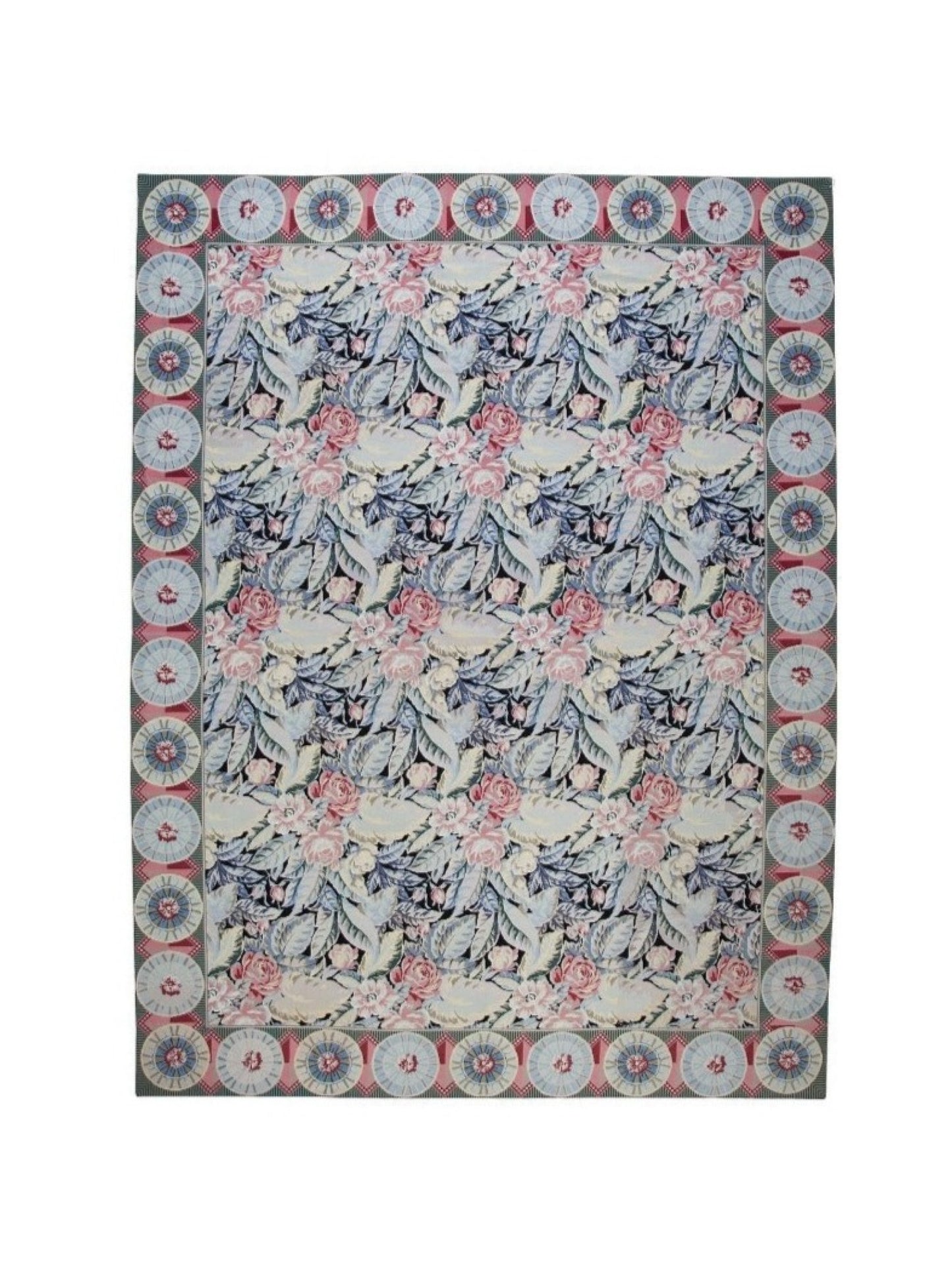 China Floral Needlepoint French Country Handmade Wool Area Rug