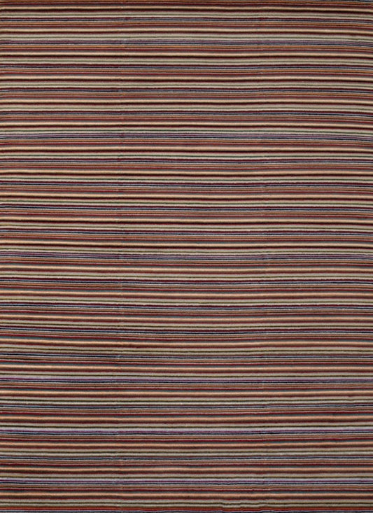 Modern Wool Striped Multicolor Indian Area Rug featured #7562535665834 