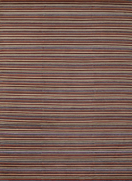 Modern Wool Striped Multicolor Indian Area Rug