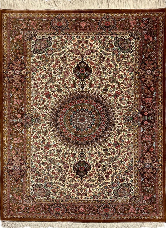 Fine Handmade Persian Medallion Maragh Silk Rug featured #7585833910442 