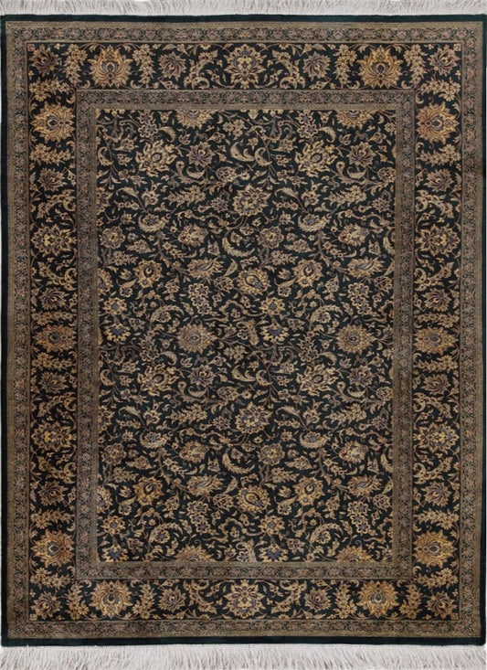 Traditional Hand-Knotted Fine Persian Qom Pure Silk Rug featured #7663424110762 